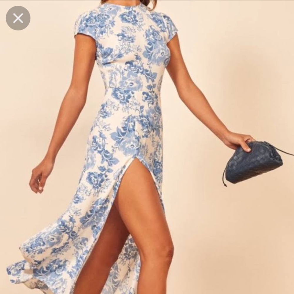 NWT Gavin Dress in Olympia short sleeve midi blue floral